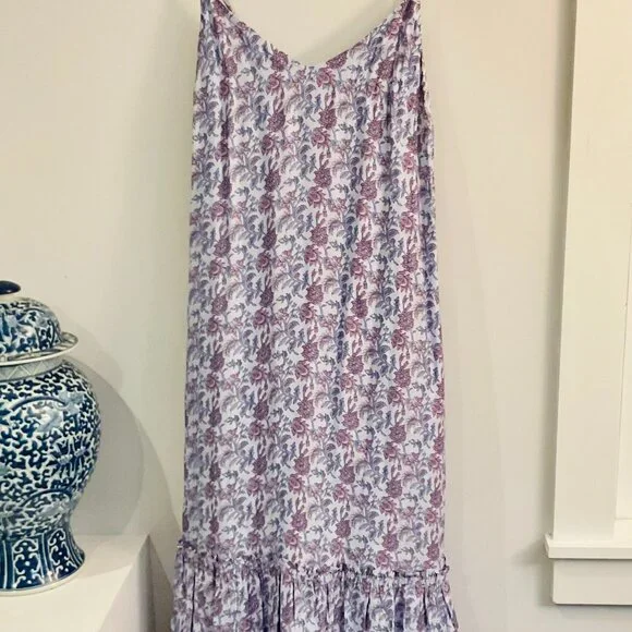 J. Crew NWT Tiered dress in dusty periwinkle block print Size Medium - Picture 2 of 10